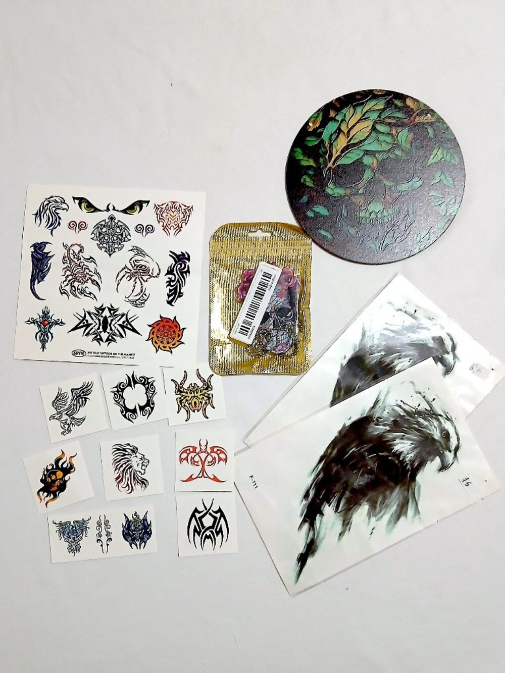 Gothic Tattoo Art Lot Skull Pendant Tribal Temp Tattoos Eagle Decals Decor